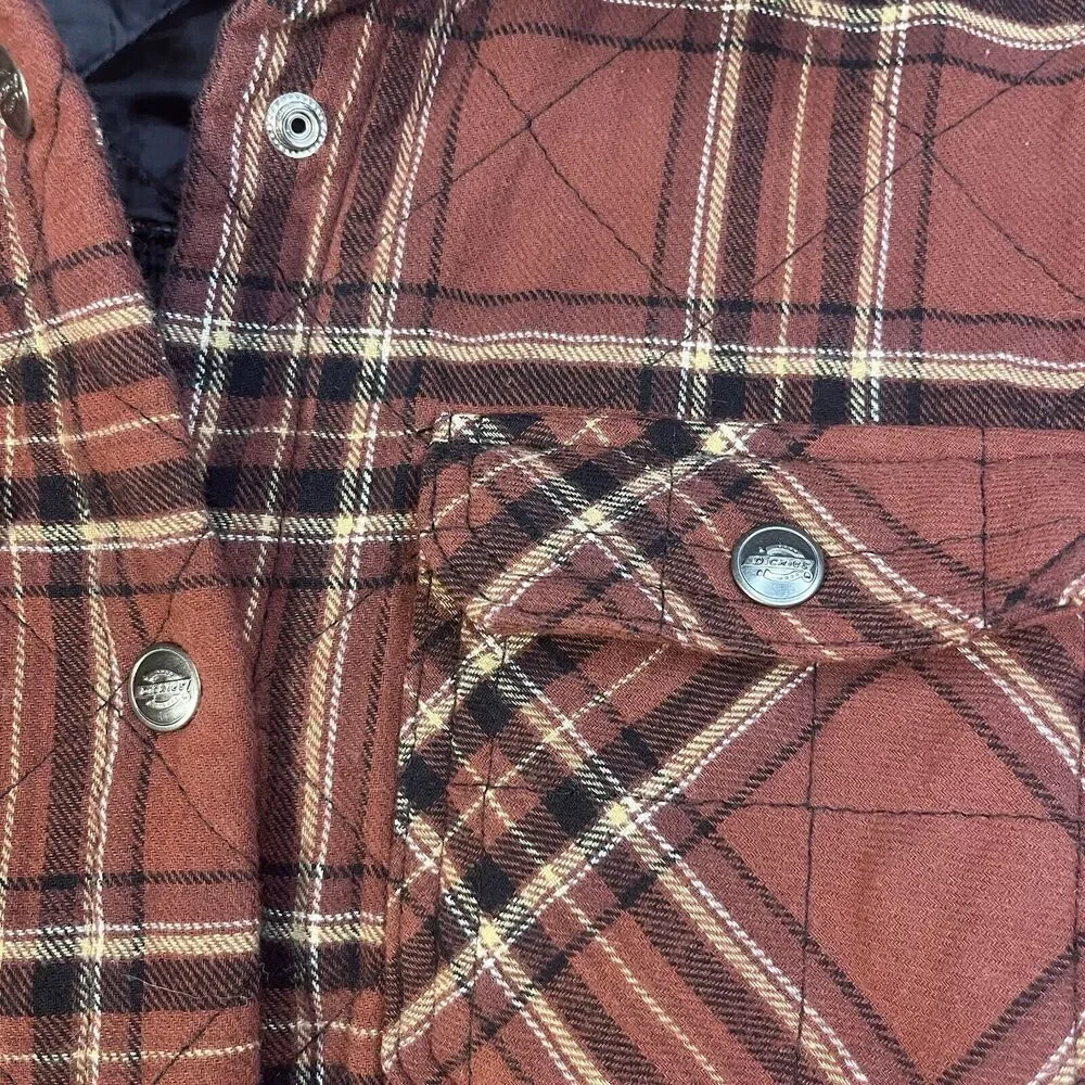 Dickies Rust Red Plaid Quilted Lined Shirt Jacket Womens XL - Picture 3 of 8